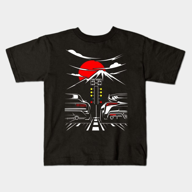 Nissan Fairlady 400z vs Toyota Supra a90 MK5 Kids T-Shirt by racingfactory